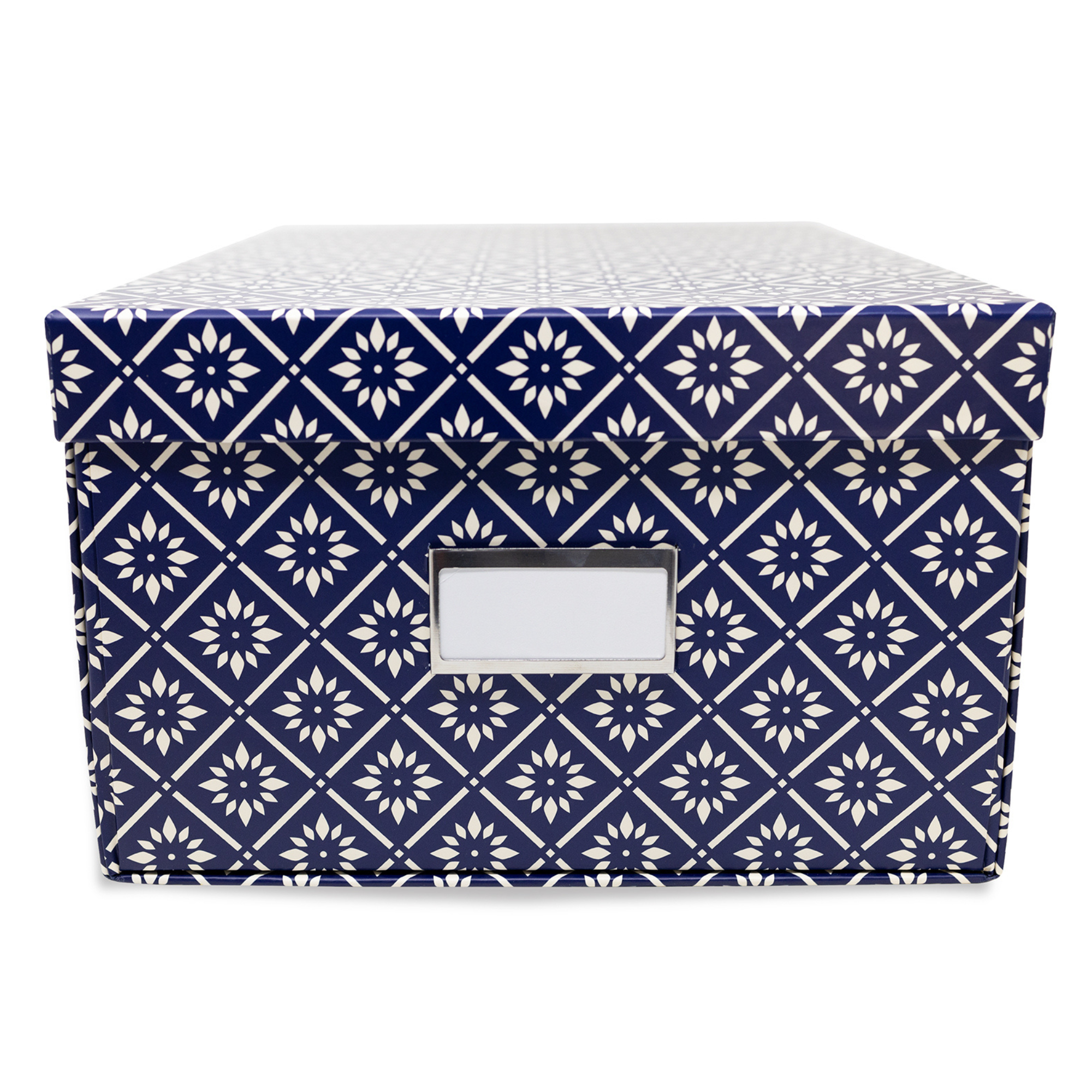 Collapsible Storage Boxes Set of 2, Navy Geo