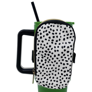 Tumbler Fanny Pack, Black Scatter Dots