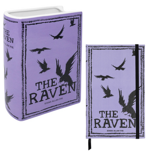 Large Book Vase and Leatherette Journal Bundle, The Raven (Purple)