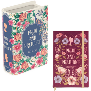 Large Book Vase and Leatherette Journal Bundle, Pride and Prejudice