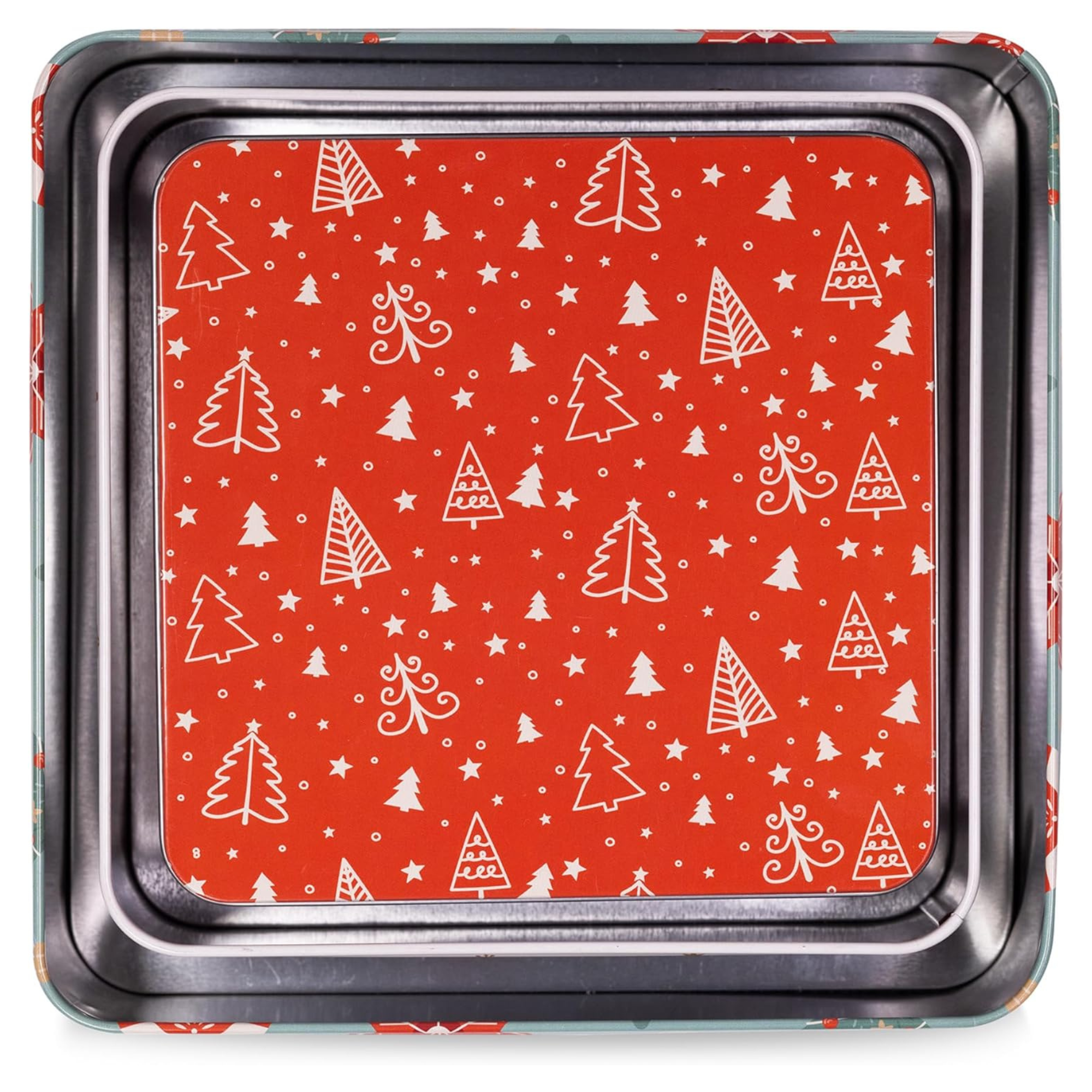 Square Cookie Tins (Set of 3), Ornaments and Trees