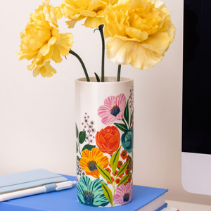 Cylinder Vase, Garden Blooms