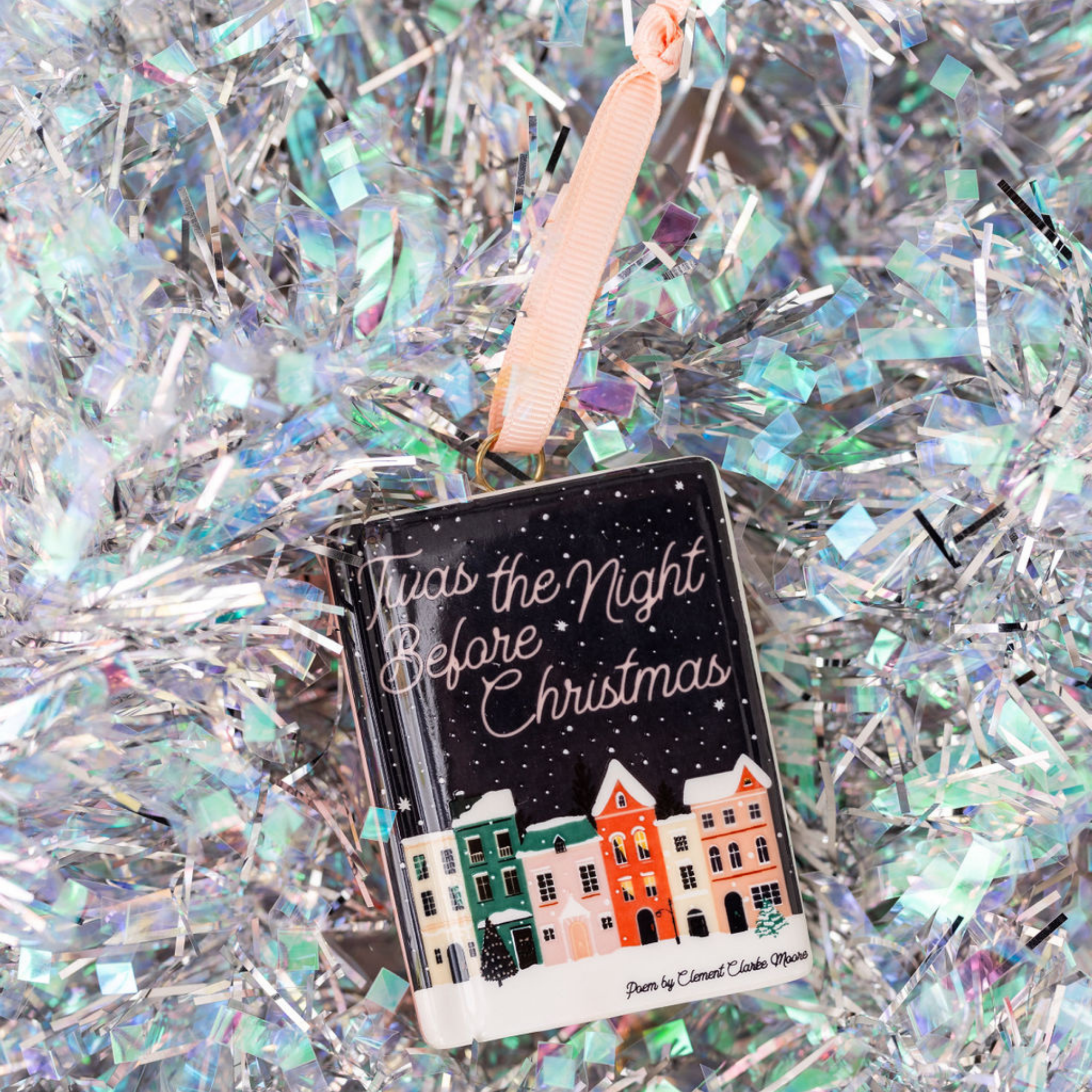 Book Shaped Ceramic Ornament, Twas the Night Before Christmas