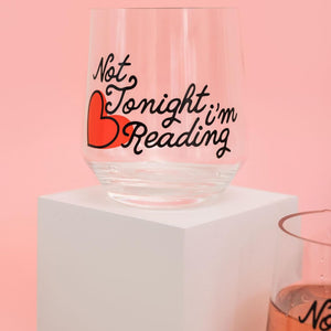 Acrylic Wine Glass Set of 2, Not Tonight I'm Reading