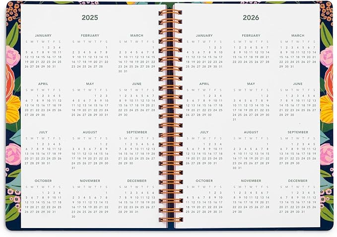 2025 Weekly and Monthly Planner, Garden Blooms Navy