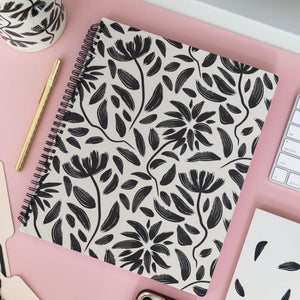 Large Notebook, Hand Drawn Floral