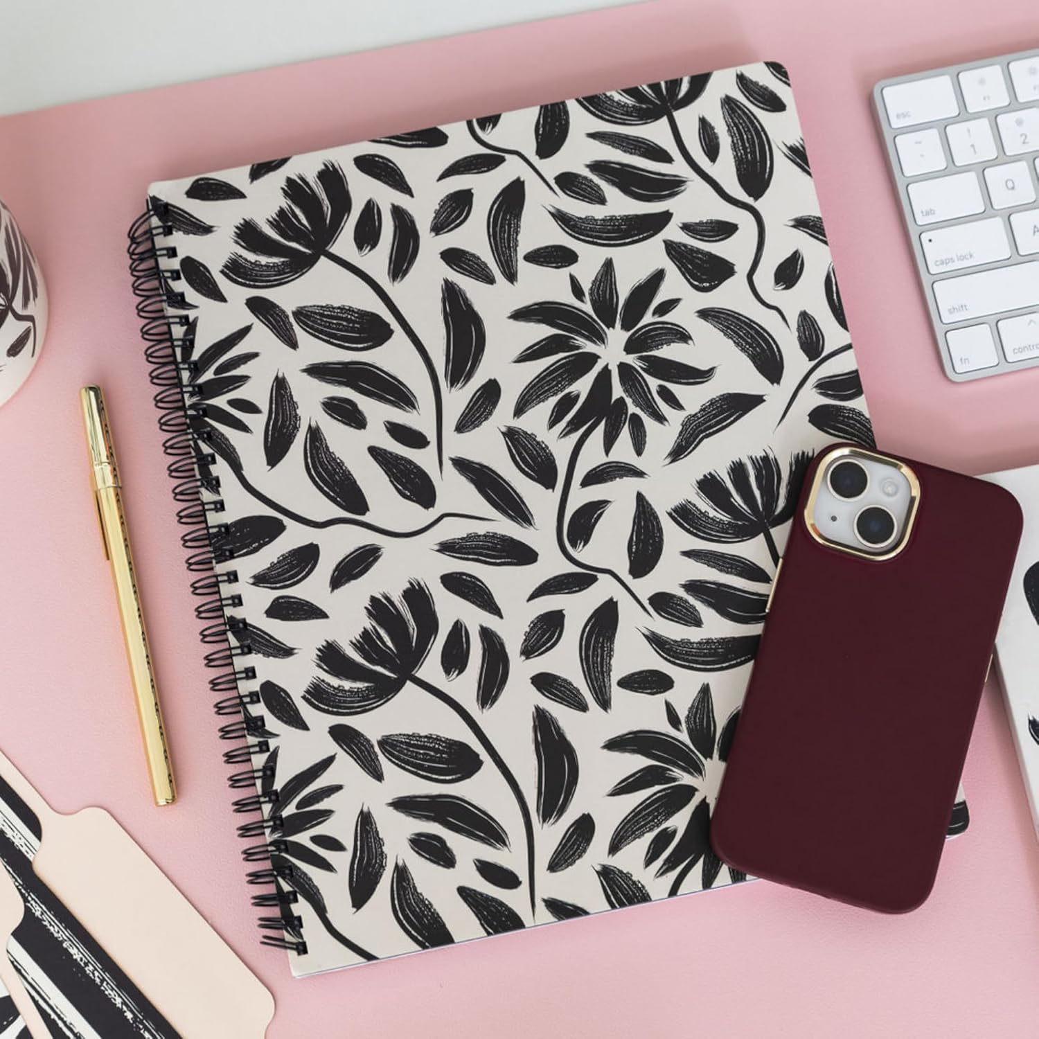 Large Notebook, Hand Drawn Floral