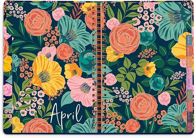 2025 Weekly and Monthly Planner, Garden Blooms Navy