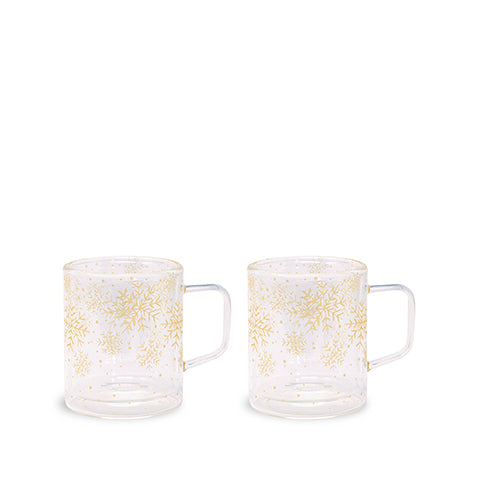 Double Wall Clear Glass Mugs, Set of 2