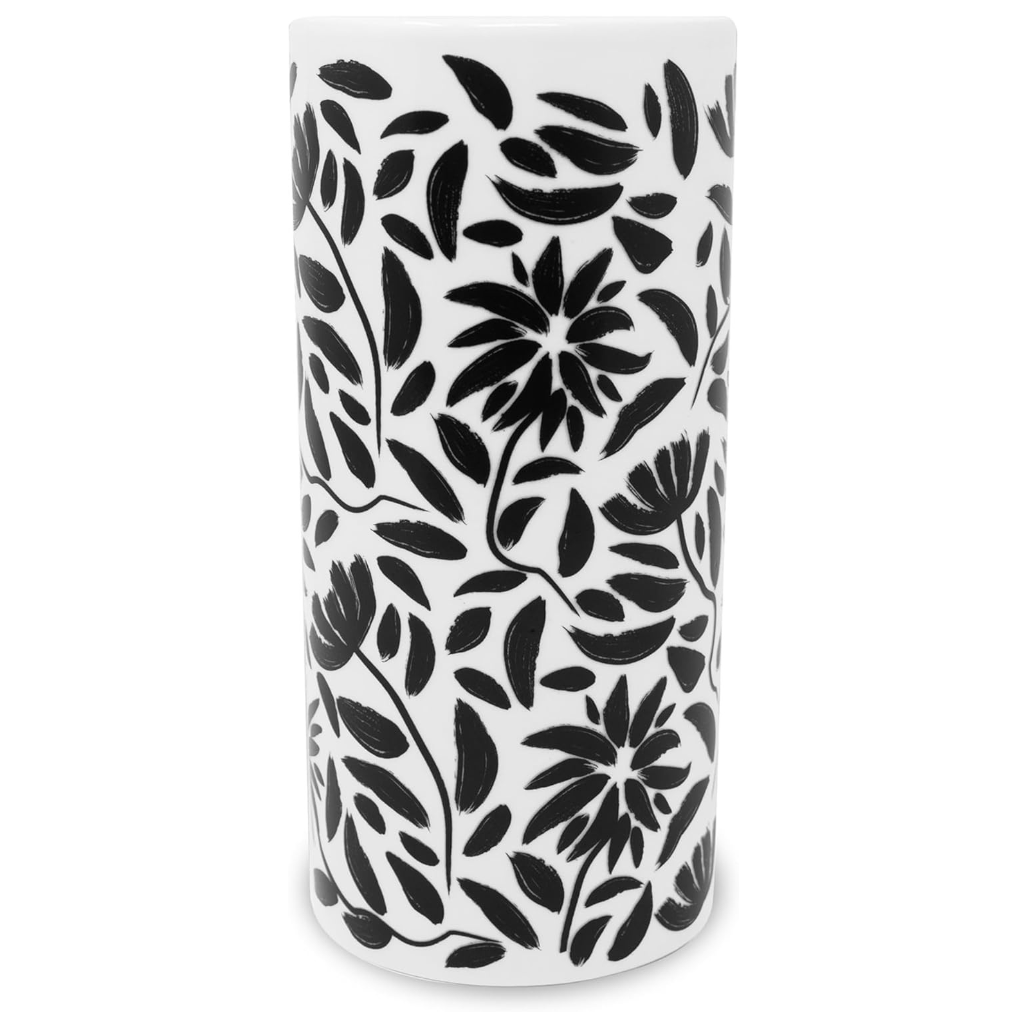 Cylinder Vase, Hand Drawn Floral