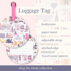 Round Luggage Tag, Travel Icons