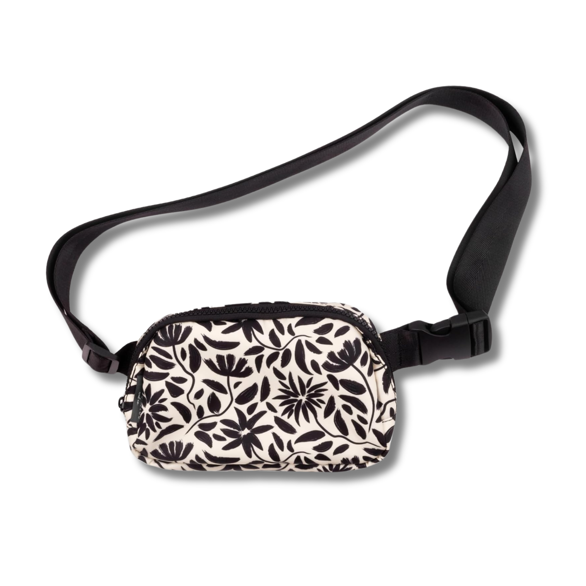 Belt Bag Fanny Pack, Black Floral