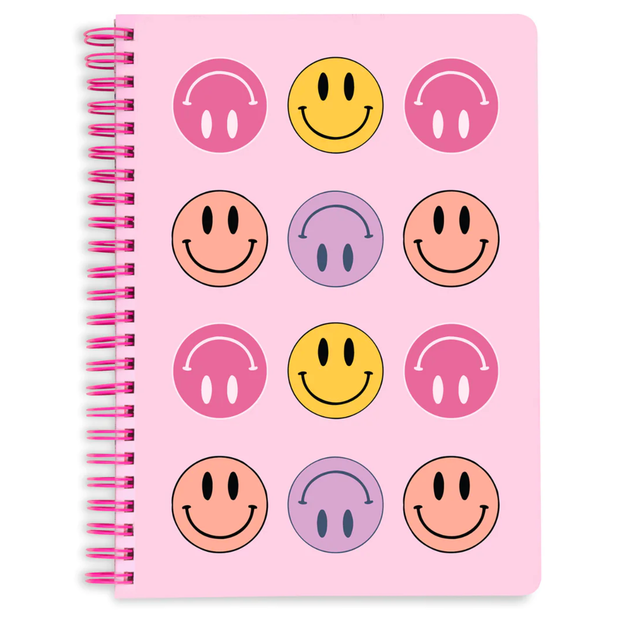 Mini Notebook, Pink Stacked Smiley