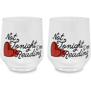 Acrylic Wine Glass Set of 2, Not Tonight I'm Reading