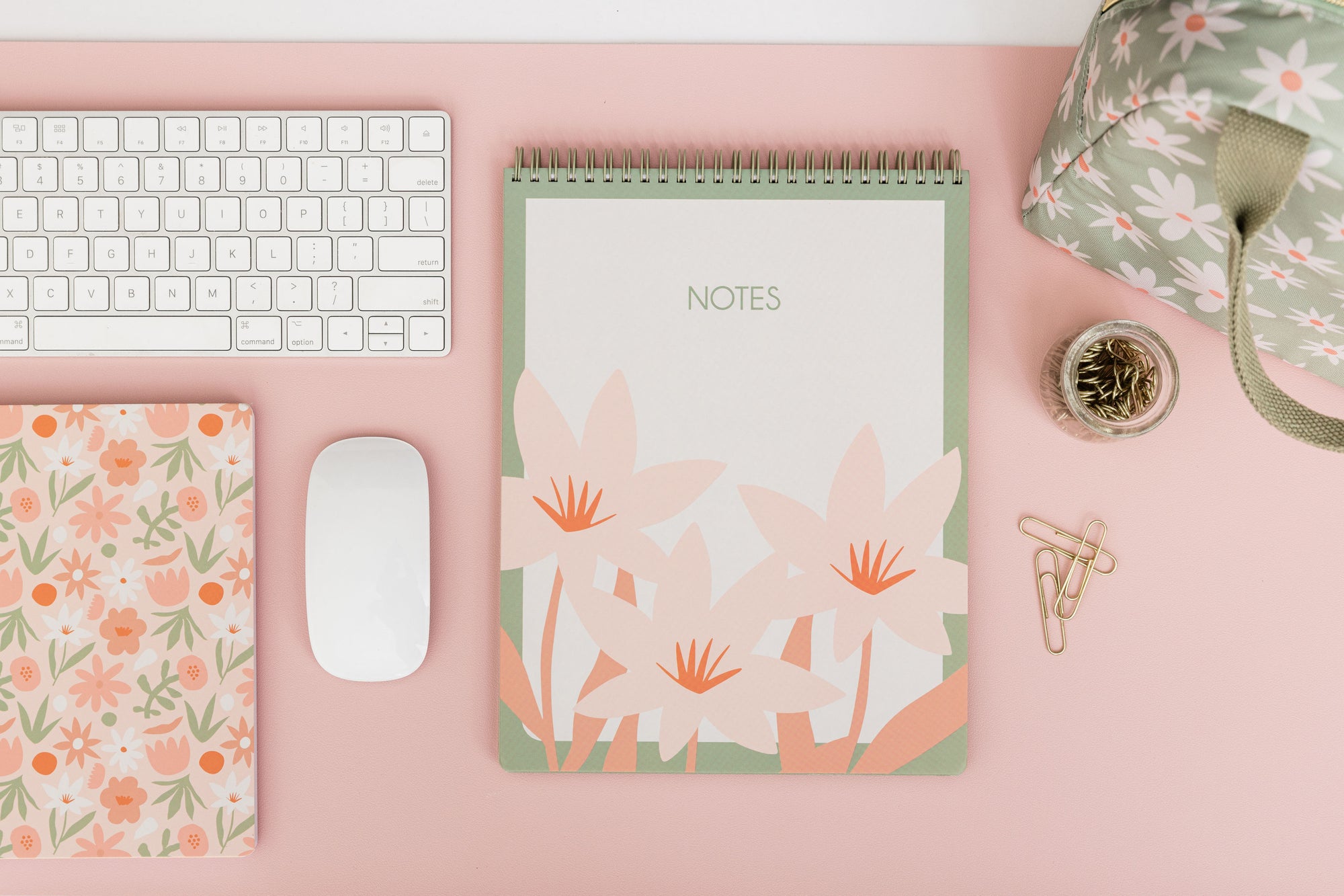 Large Top Spiral Notebook, Cutout Floral