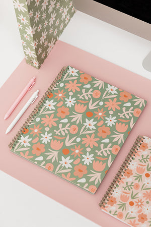 Large Notebook, Cutout Floral Green