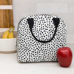 Small Lunch Tote, Black Dots