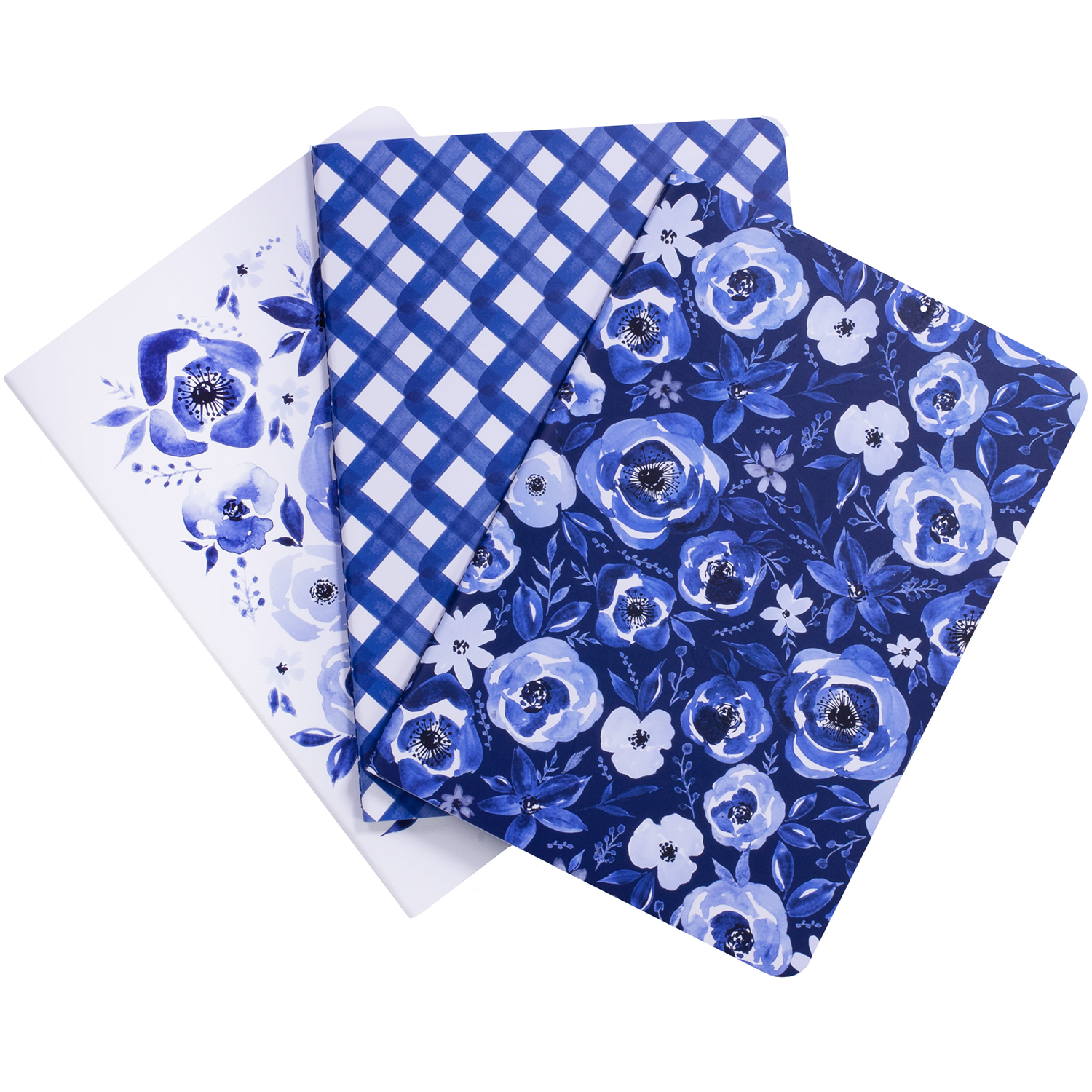 Watercolor Blue Floral Notepad Set, Floral Stationary Paper and