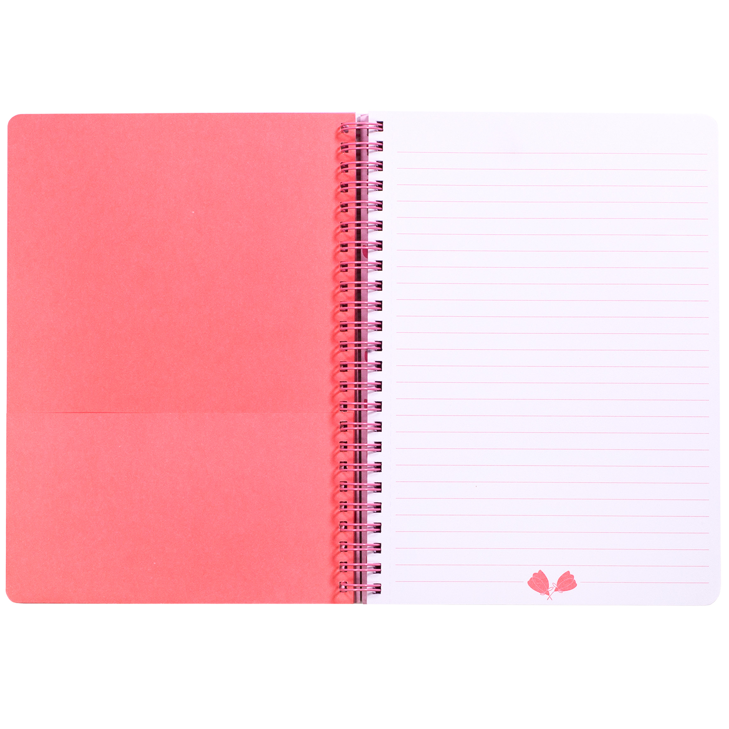 pink mini spiral notebook with floral bouquet hardcover, metal spiral and 160 lined pages for school or office supplies