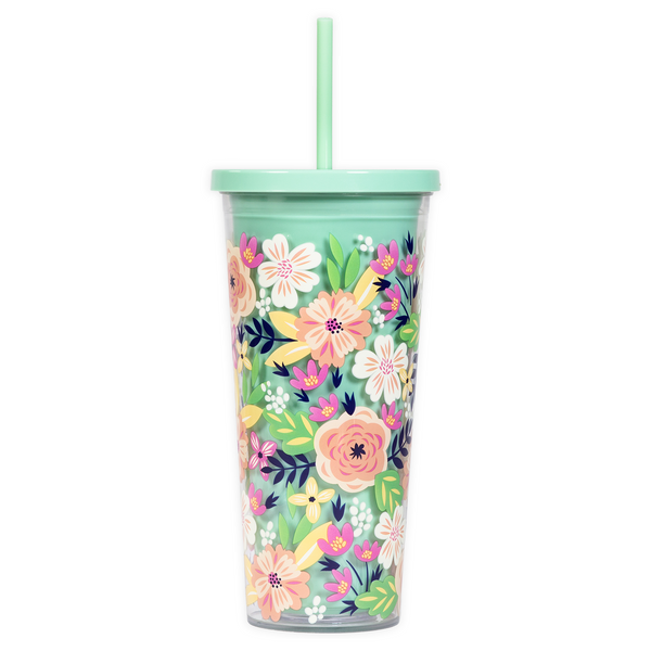 Tumbler with Straw, Orange Blossom - Steel Mill Gifts